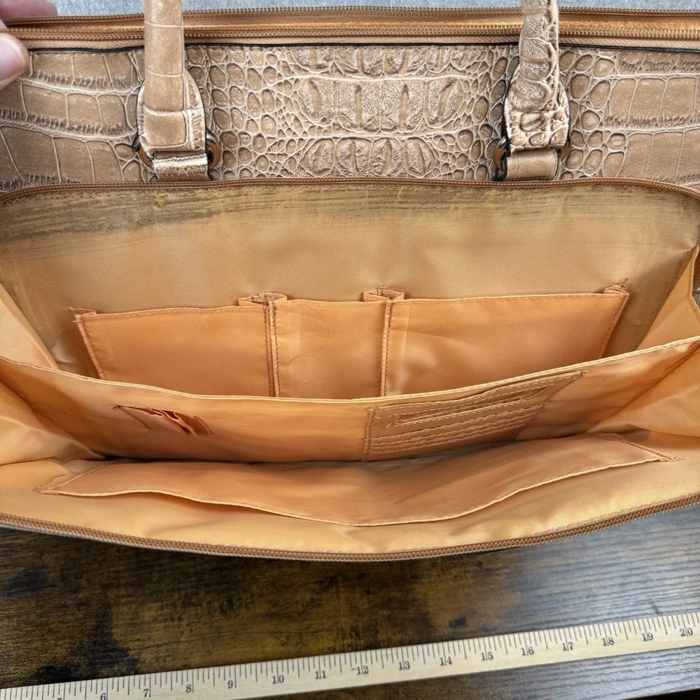 Bueno Faux Leather Embossed Croc Top Handle Bag Tan Laptop Business Bag